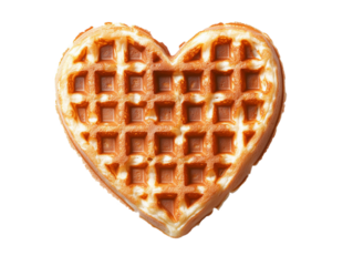 heart shaped waffle isolated on transparent background