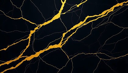 Black Marble Texture With Golden Veins