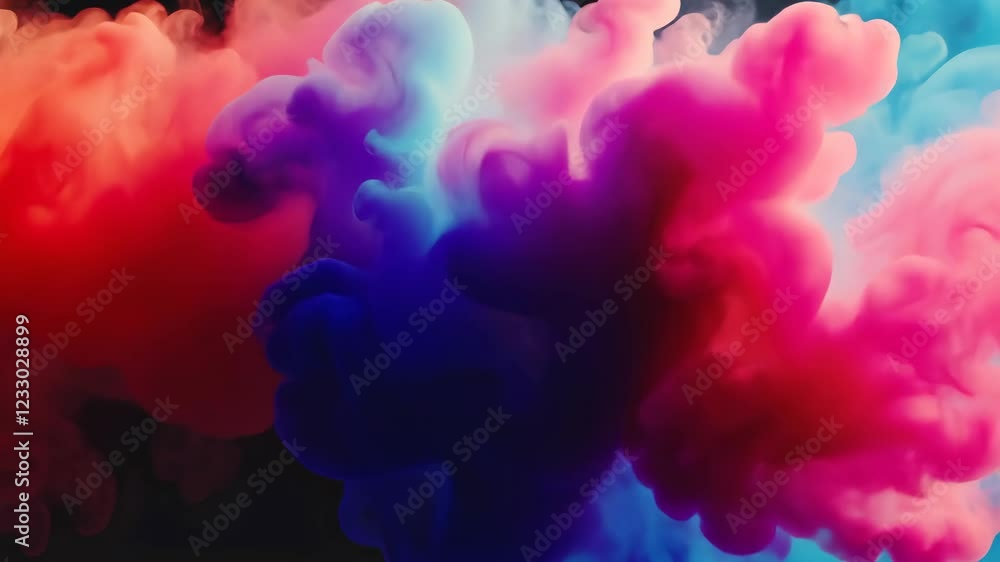 Poster colorful abstract smoke clouds swirling in dynamic patterns during a vibrant artistic display