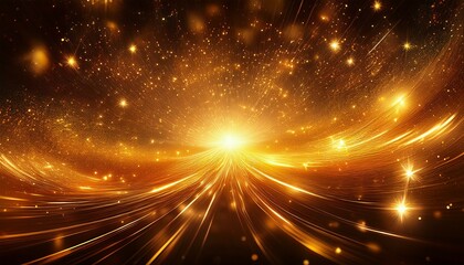 Obraz premium sparkling gold orange light energy glitter firework universe unveiled symphony of light and color
