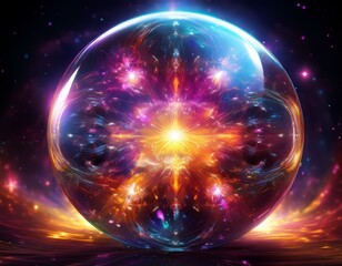 glowing colorful sphere light celestial gem universe of light and color within a sphere the birth of a star sphere of energy ignites the cosmos transparent