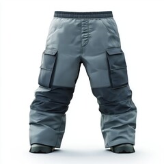 Heavy-duty snow pants with thermal insulation, isolated on a clean white background
