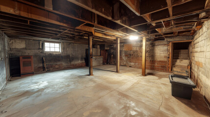 360 degree full panorama of empty dark metal and concrete basement 3d render illustration hdri hdr vr virtual reality