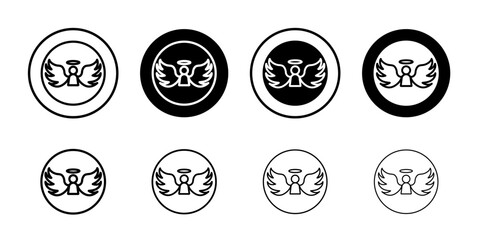 Angel icon Outline thin set pack series