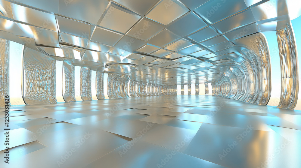 Aufkleber 360 degree full panorama environment map of abstract cubic design with metallic technology surface b