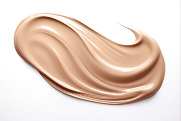 Fototapeta premium Realistic Brown BB Cream Texture for FlawlessMakeup. Closeup Sample of Cosmetic Concealer with Moisturizing Tone on White Background