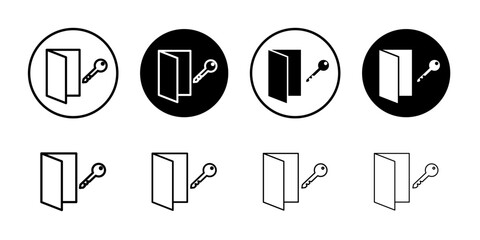 Fototapeta premium Door key icon Outline thin set pack series