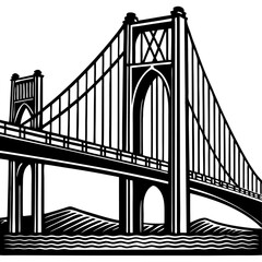 The Golden Gate Bridge in San Francisco, California is one of the most famous bridges in the United States. silhouette vector png