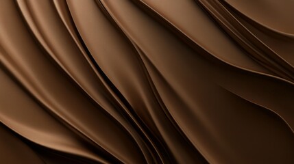Abstract Brown Waves Background: Rich Chocolate-like Texture with Elegant Flowing Drapes, Ideal for Luxury Branding, Packaging Design, or Sophisticated Backgrounds, 3D Rendered