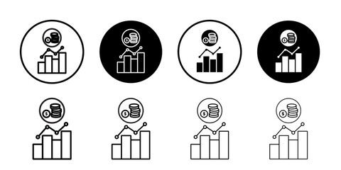 Increase money icon Outline thin set pack series