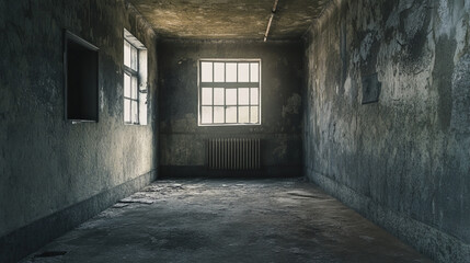 Obraz premium abstract dark full 360 degree equirectangular panorama hdri of grunge concrete building 3d render illustration