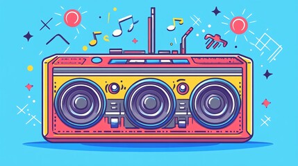 Fototapeta premium Modern Boombox Music Player Flat Vector Illustration for Graphic Designs