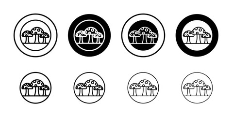 mushroom icon Outline thin set pack series