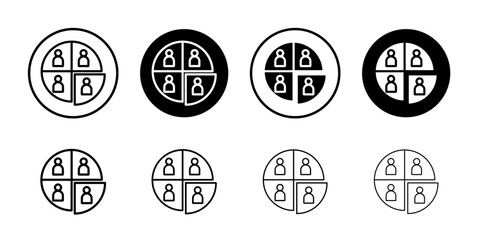 People segmentation icon Outline thin set pack series