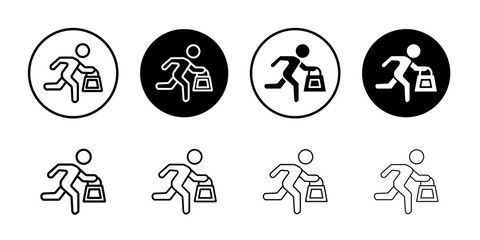 Purse snatcher icon Outline thin set pack series