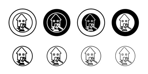 Real estate auction icon Outline thin set pack series
