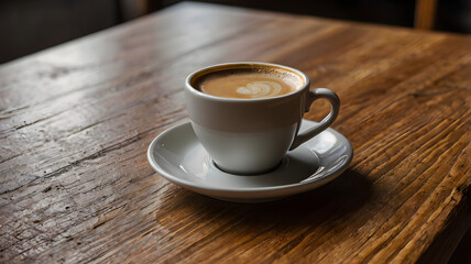 Fototapeta premium cup of coffee on wooden table, ai generated