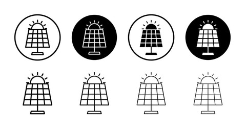 Solar energy icon Outline thin set pack series