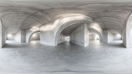 360 degree spherical seamless panorama abstract empty concrete room interior studio hall 3d rendering illustration hdri hdr vr style