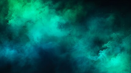 Shiny Blue Green Haze Texture for Fantasy Night Sky with Steam Cloud Blend on a Dark Black Abstract Art Background
