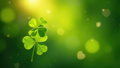 Four-leaf clover shaped lens flare, hearts bokeh , glow, red