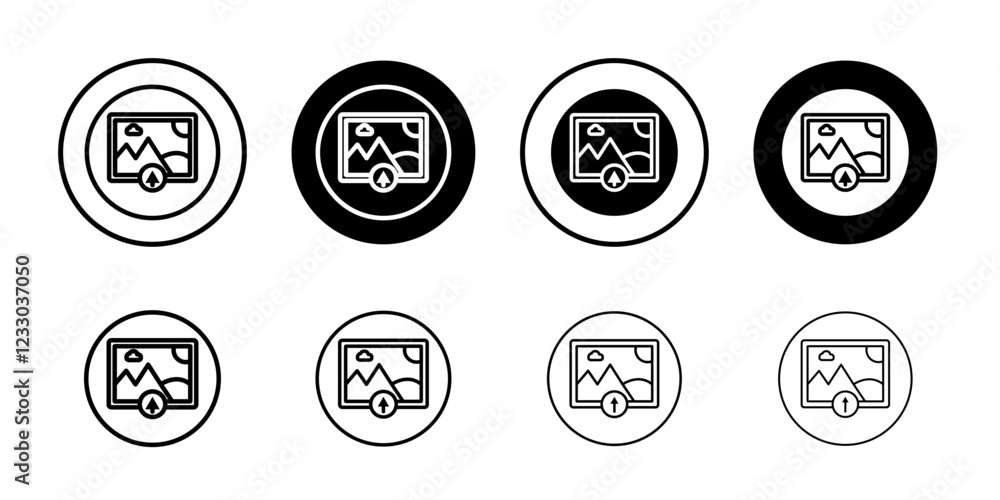 Poster Upload photo icon Outline thin set pack series