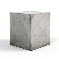 Single Gray Concrete Cinder Block Isolated on White. 3D Illustration for Construction Projects and Building Materials
