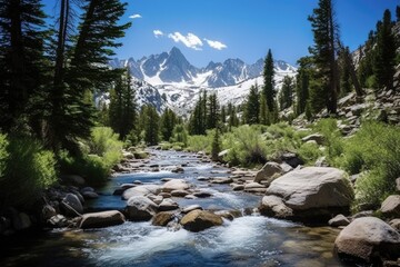 Snow-Capped Eastern Sierra: A Beautiful Alpine Adventure along John Muir Trail in Little Lakes Valley Heart Lake, Mono County, California