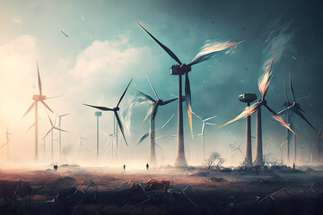 Wind turbines in the field