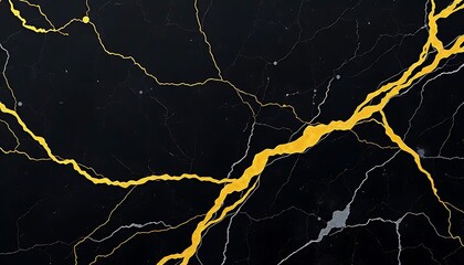 Black Marble Texture With Gold Veins Design