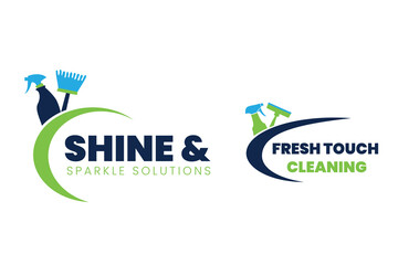 Cleaning service logos showcasing professional brand identity and design elements
