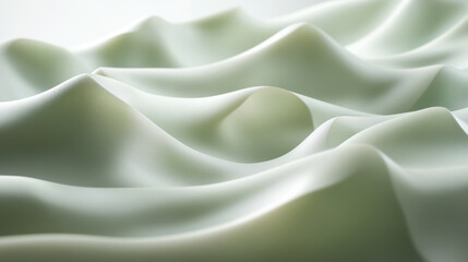 Fototapeta premium Abstract green wavy surface illustration displaying smooth curves and soft lighting 3d render illustration. 3D Illustration