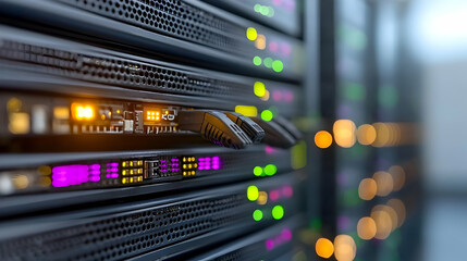 Naklejka premium Server room data center network cable connection