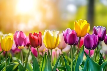 Spring Tulips in Full Bloom