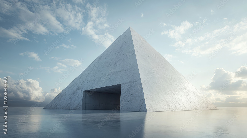 Poster abstract pyramid concrete surface architecture 3d render illustration