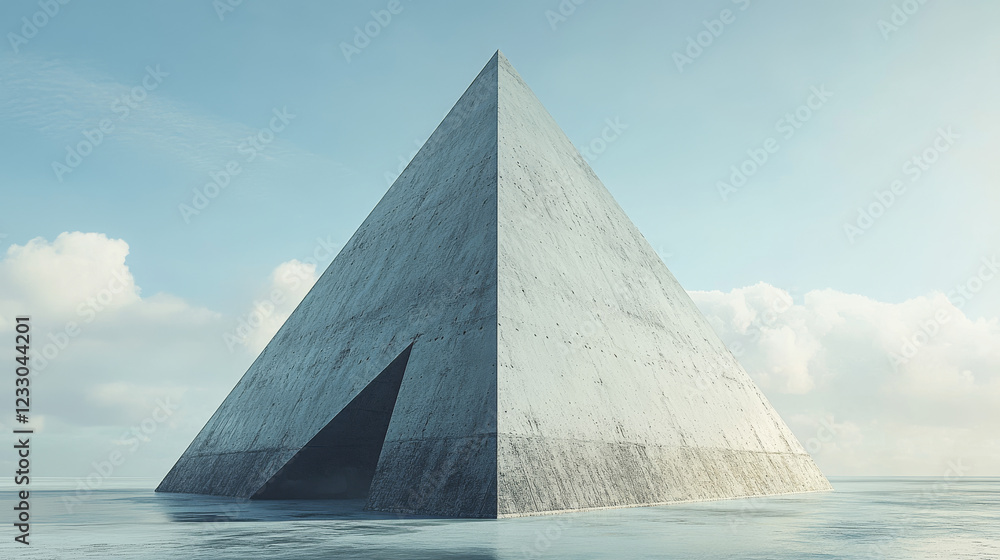 Poster abstract pyramid concrete surface architecture 3d render illustration