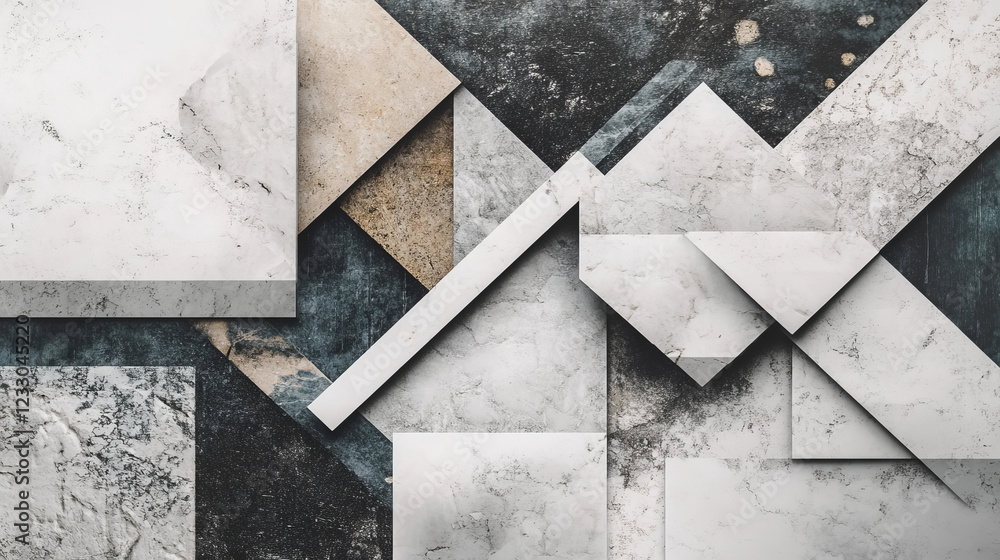 Aufkleber futuristic minimalistic stone surface geometric object architecture 3d render illustration