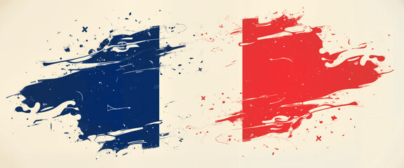 Abstract illustration of the French flag in vibrant colors