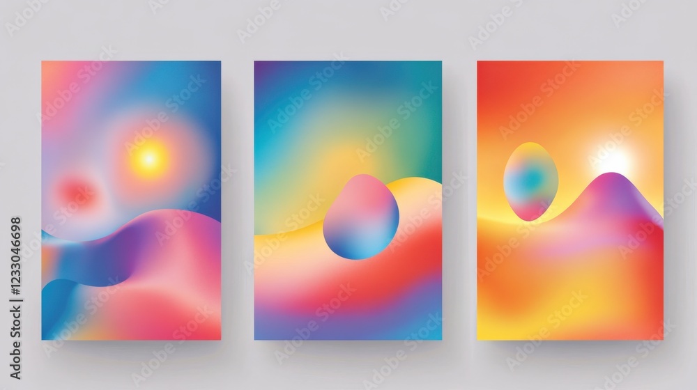 Poster abstract vibrant gradient backgrounds with fluid shapes and colorful orbs