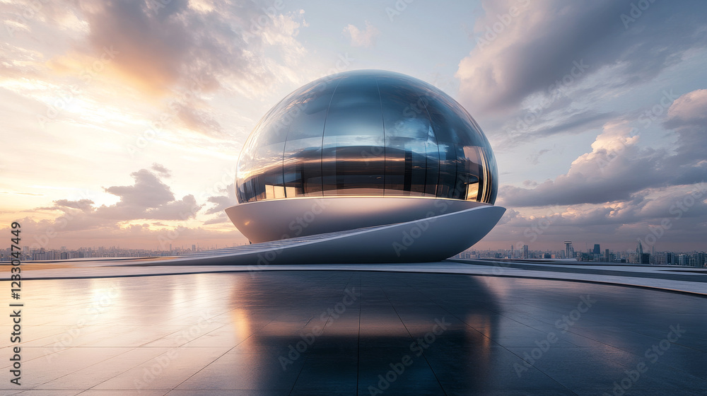 Aufkleber full 360 equirectangular spherical panorama view of modern futuristic technology building architectu