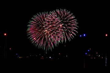 Obraz premium A fireworks display during the feast of the Assumption on the 15th of August in Qrendi, Malta