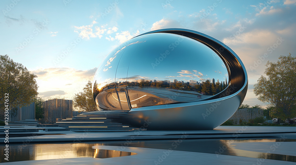 Aufkleber full 360 equirectangular spherical panorama view of modern futuristic technology building architectu