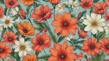 Seamless pattern with flowers
