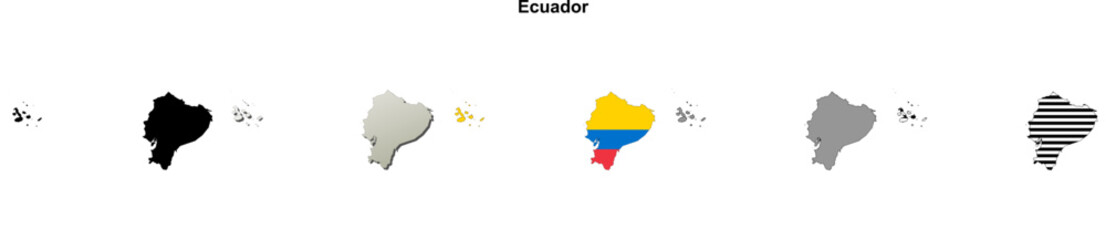 Obraz premium Ecuador outline map set