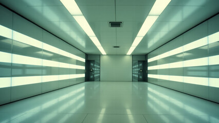 Futuristic Empty Room Illuminated by Neon Lights