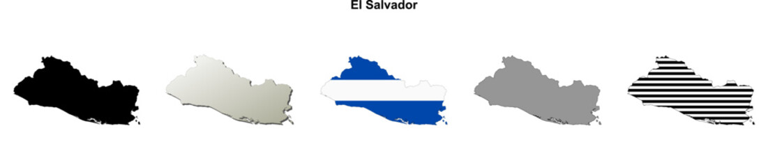 El Salvador outline map set