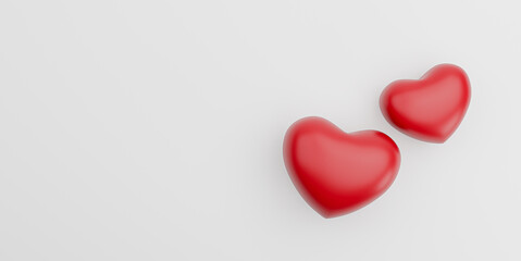 Red heart isolated on a white Background - Valentines day wishes background