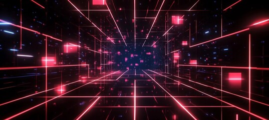 Obraz premium Digital background in dark colors with bright lights. Suitable for neural networks, technological processes, digital archives, artificial intelligence, graphic presentations, science, advertising
