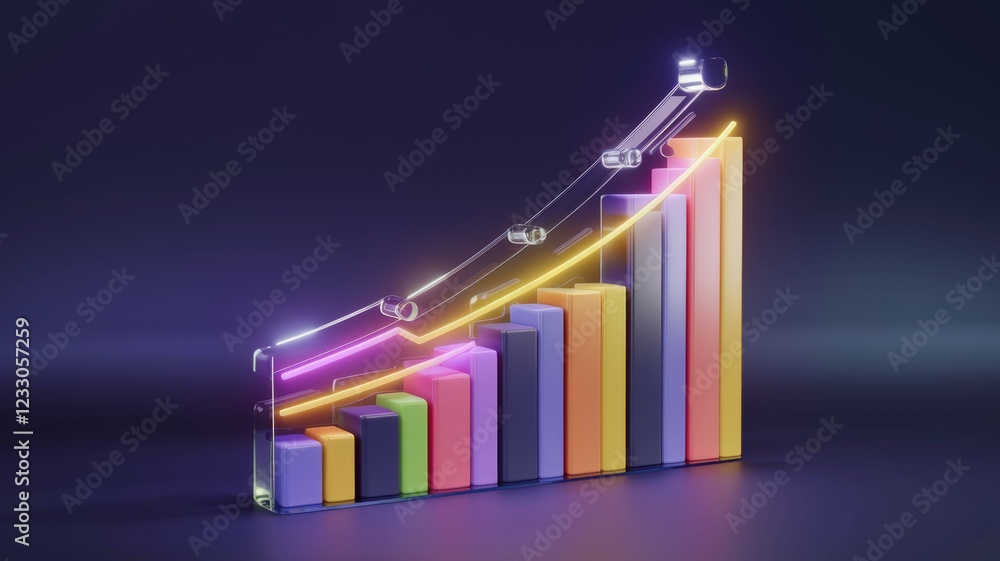 Poster an upward trending bar graph showcases exponential growth and progress, visually representing succes