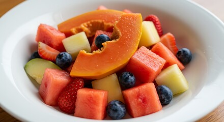 Delicious Tropical Fruit Salad with Watermelon Papaya and Berries